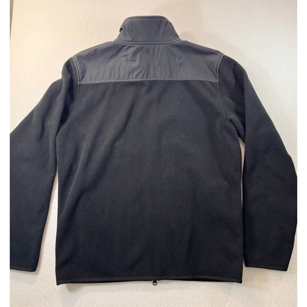 Banana Republic Mens Full Zip Fleece Jacket Medium Black Mock Neck Outdoors